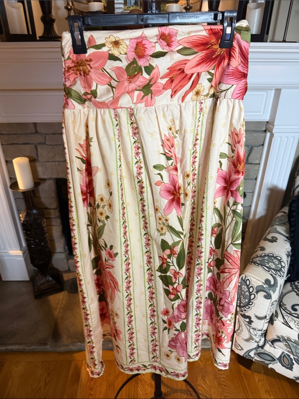 Girls Floral Pink Cream Maxi Dress